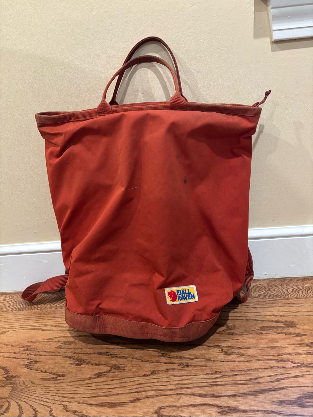 Fjällräven Red Canvas Tote Backpack